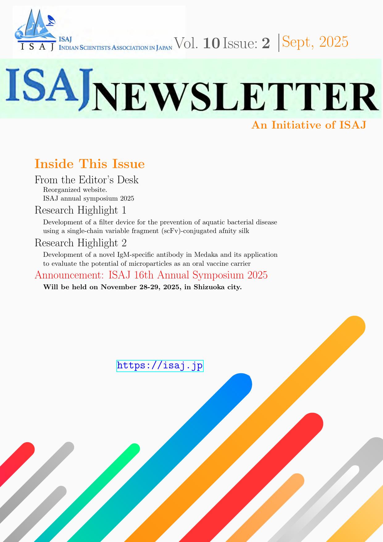 ISAJ Newsletter - Volume 10, Issue 2 (September 2025)